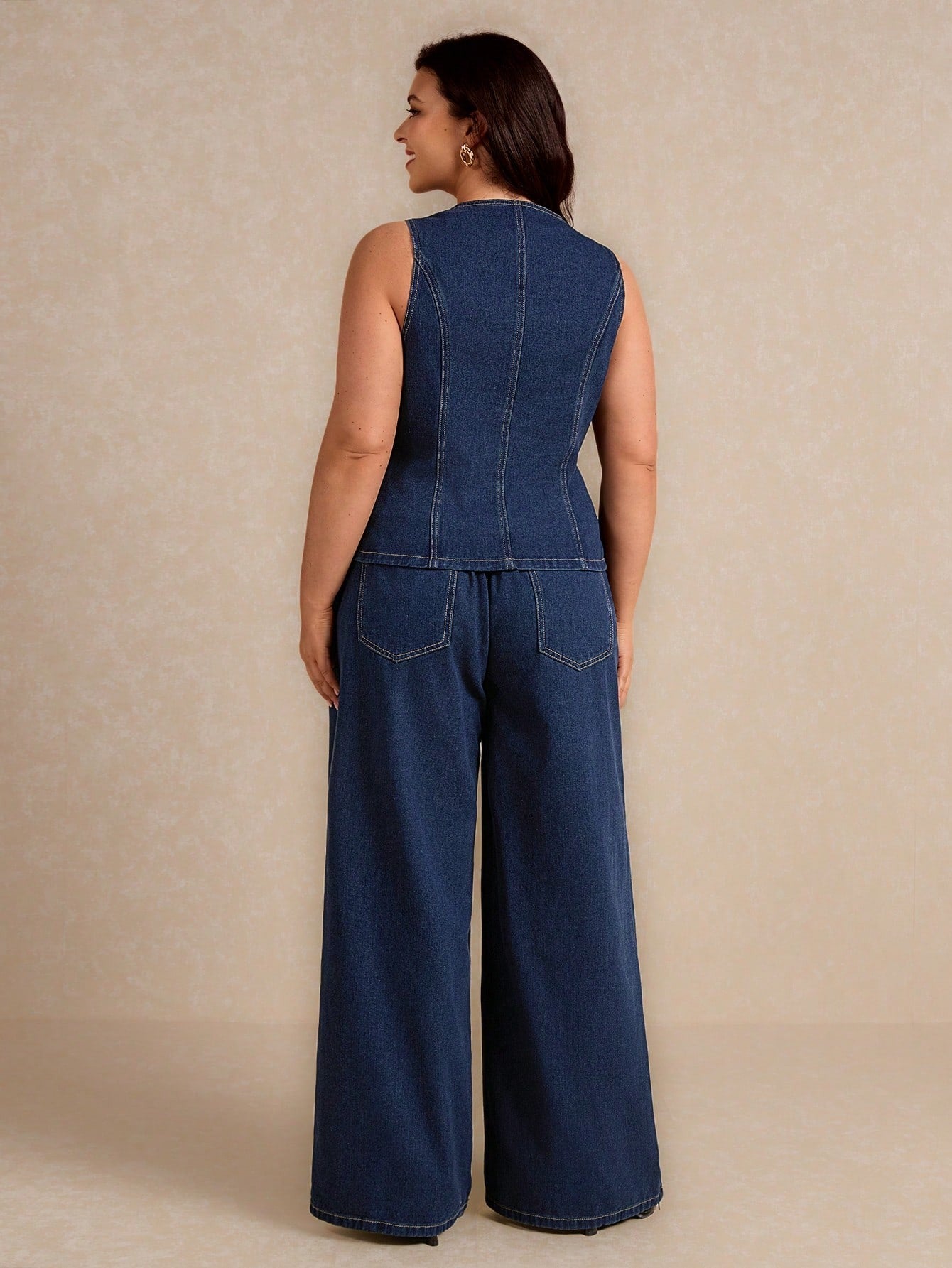 Denim 2 Pieces Set Sleeveless Vest And Pants