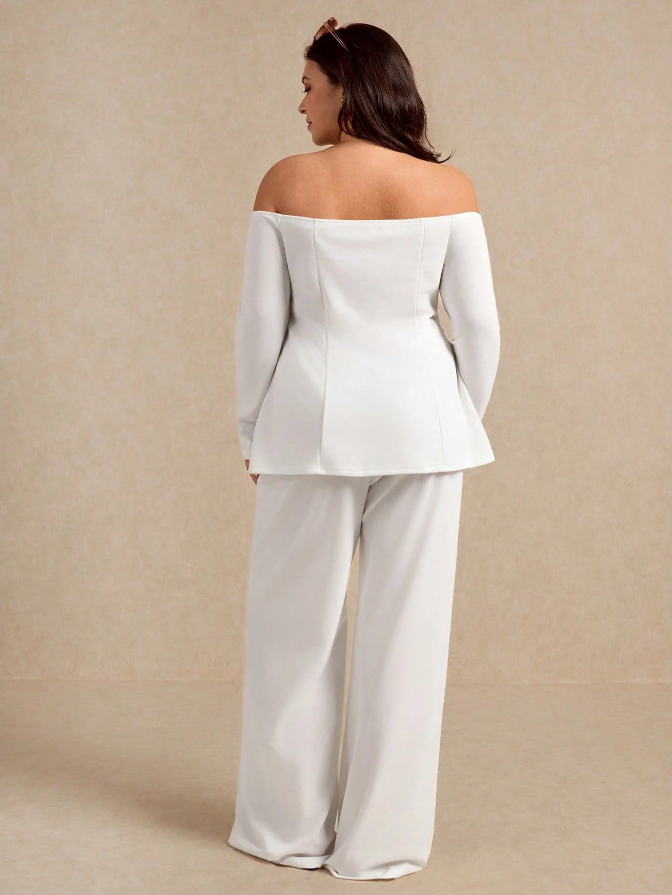 Long Sleeve old Women Pocket Simple Blouse And Pant Suit