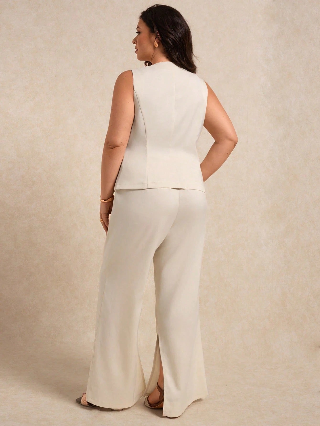 V-Neck Sleeveless Suit Vest And Trouser 2-Piece Suit