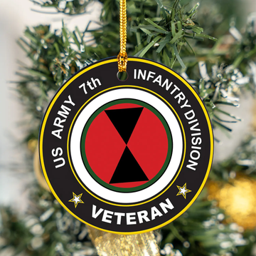 US Army 7th Infantry Division Veteran Ceramic Ornament