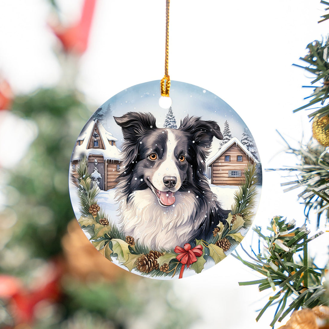Border Collie Ceramic Ornament