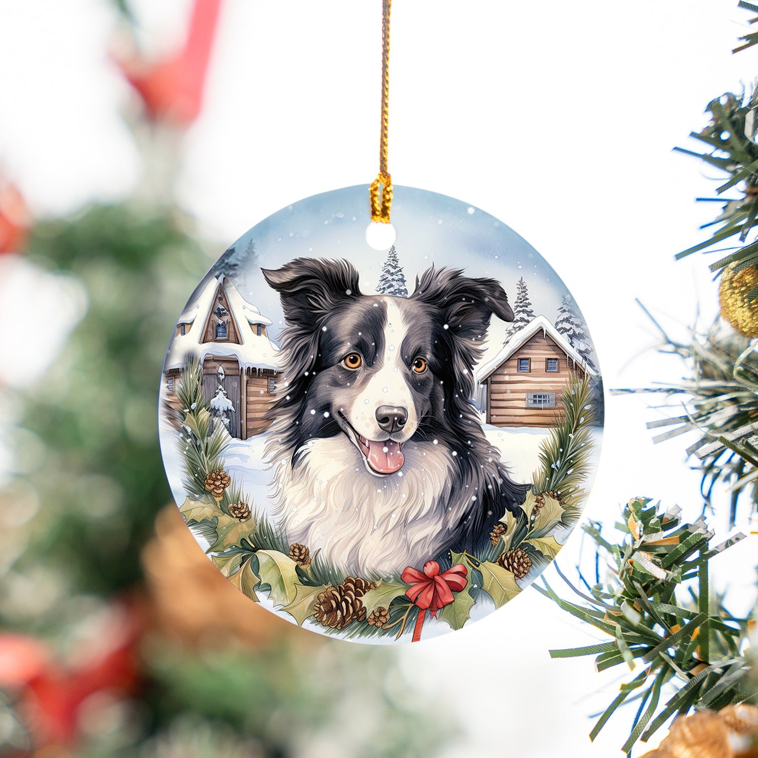 Border Collie Ceramic Ornament