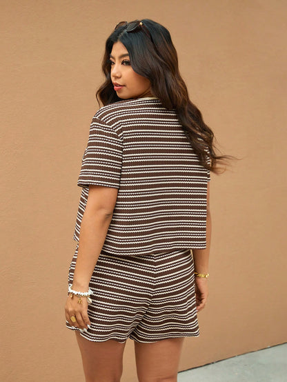 Summer Outfits For Women Short Sleeve Top Shorts Set