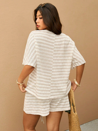 Minimalist Knit Striped Loose Fitting 2 Pieces Set