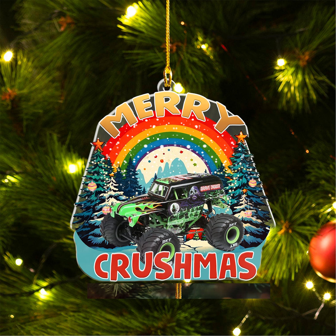 Grave Digger (monster truck) Custom shape 2-sided acrylic ornament