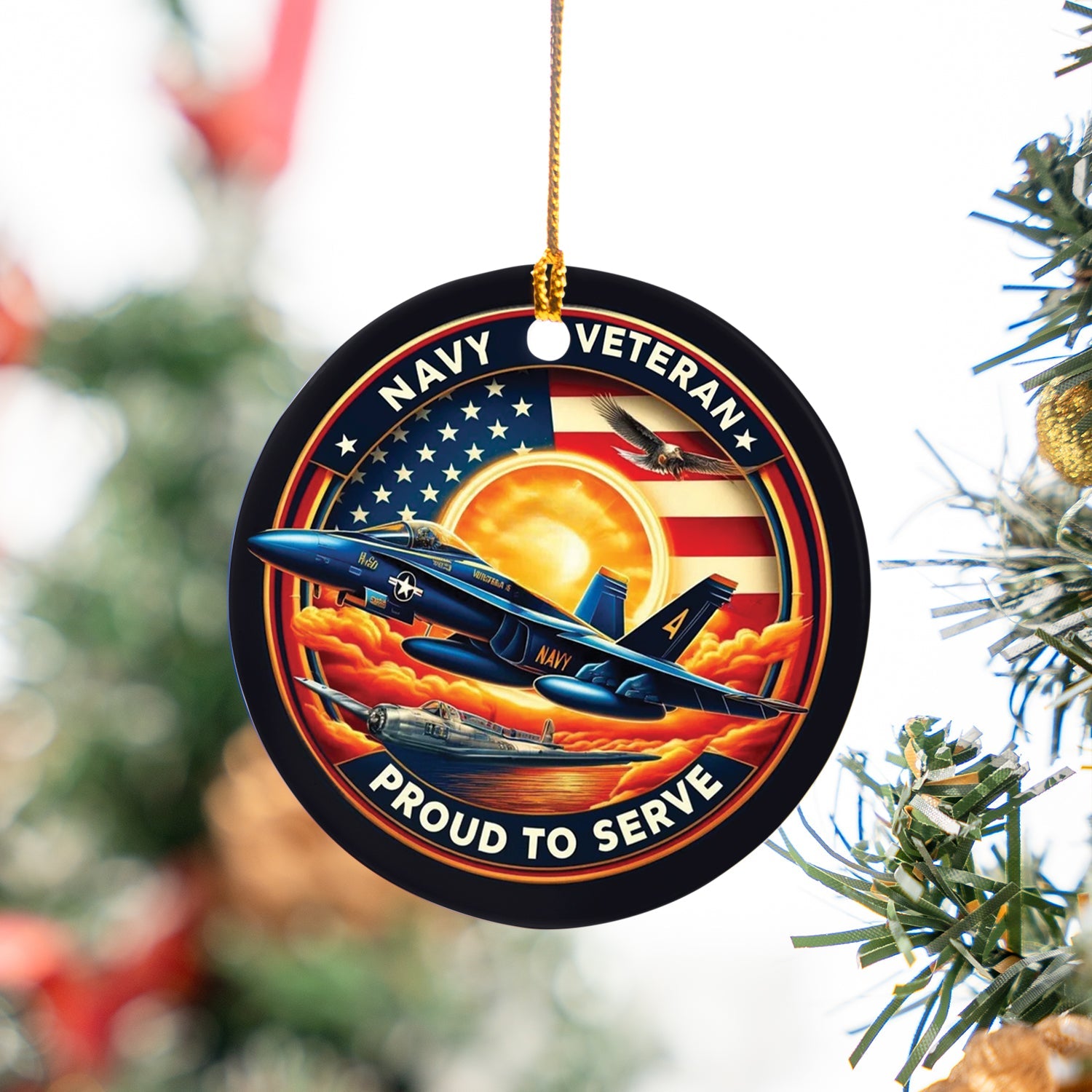 Proud Navy Veteran Ceramic Ornament