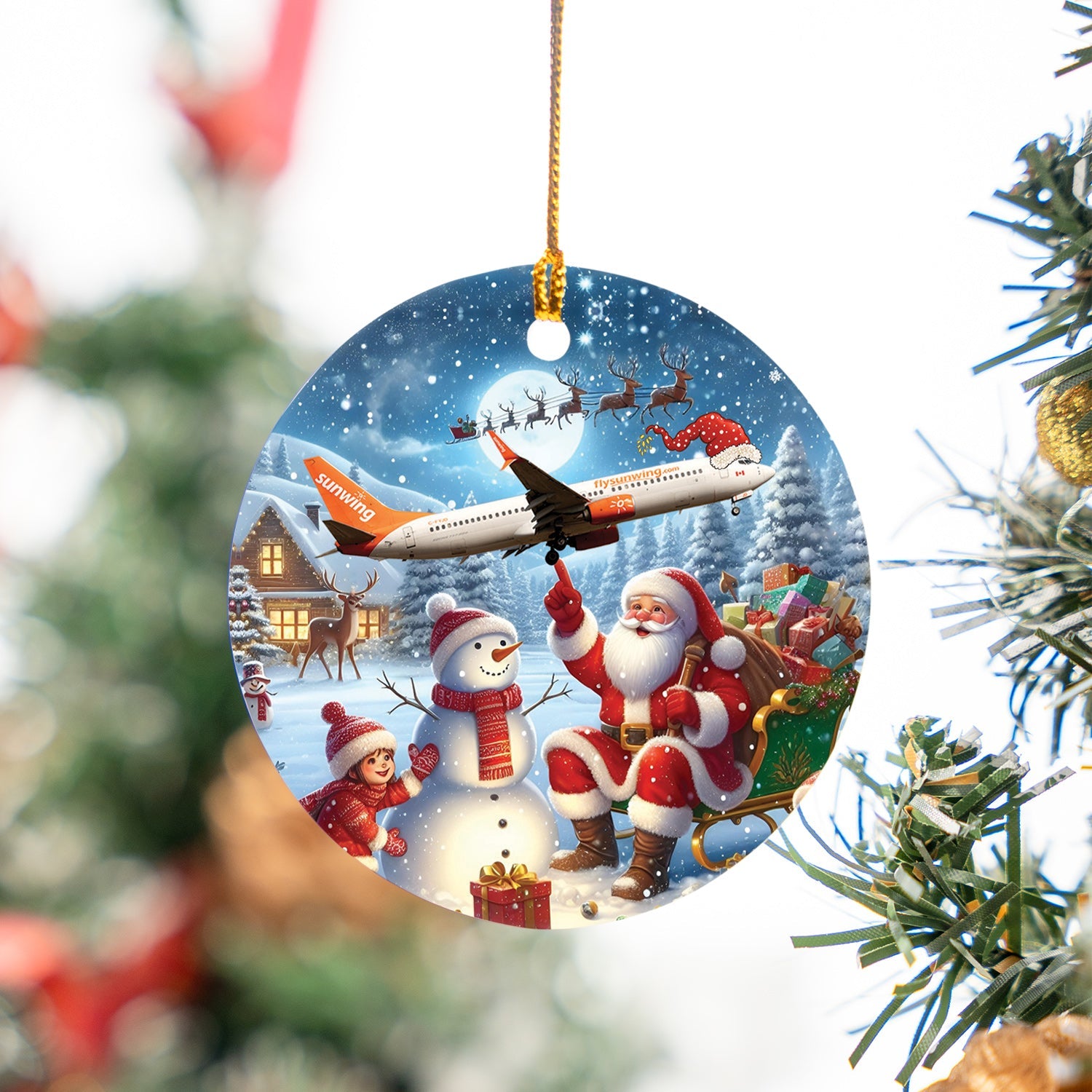 Sunwing Airlines Boeing 737-8Q8  Christmas Ceramic Ornament