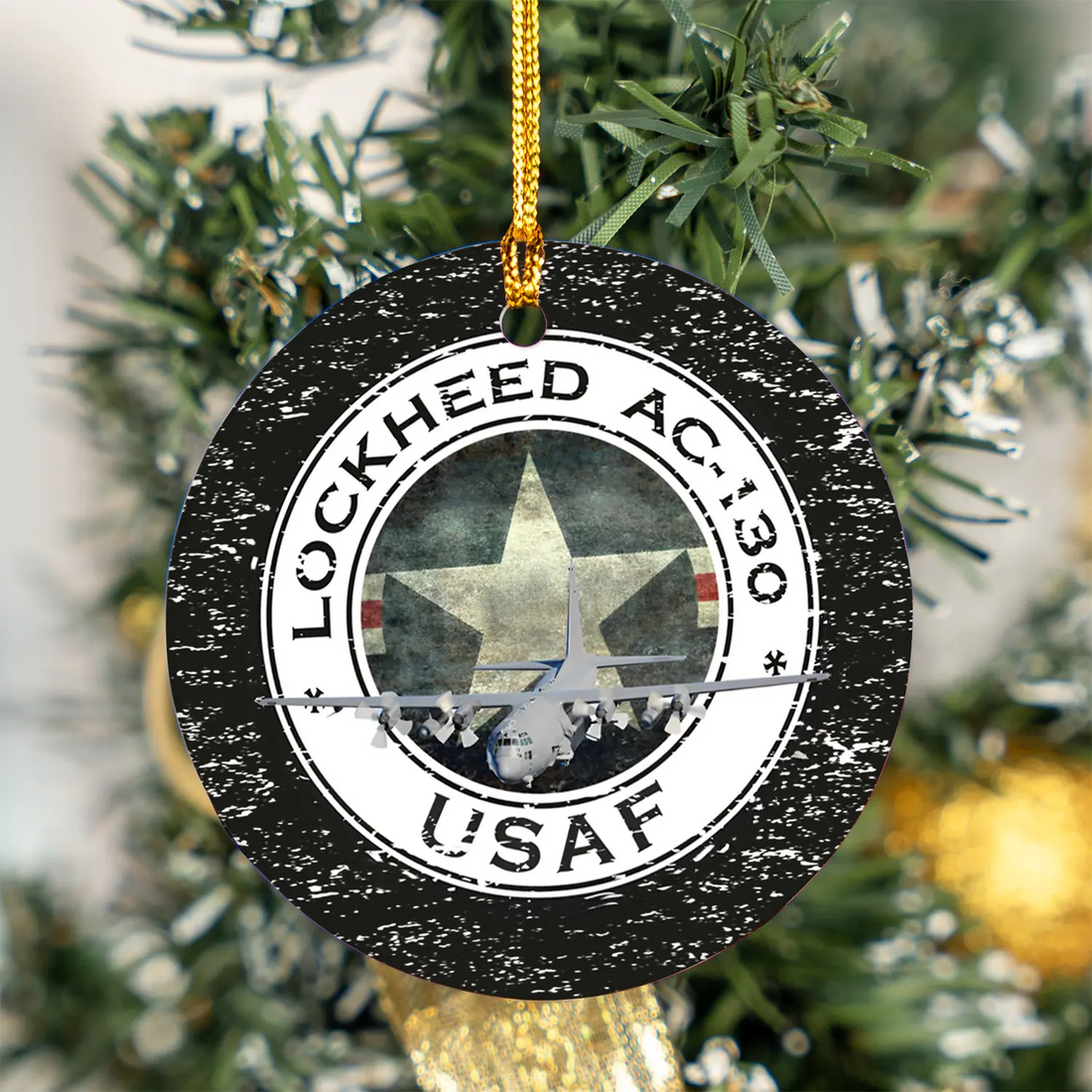 US Air Force Lockheed AC-130 Ceramic Ornament