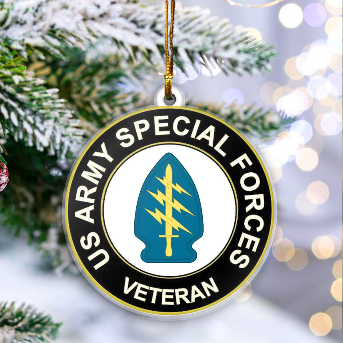 US Army 19th Special Forces Group Sapper Airborne Ranger Veteran Christmas Ornament
