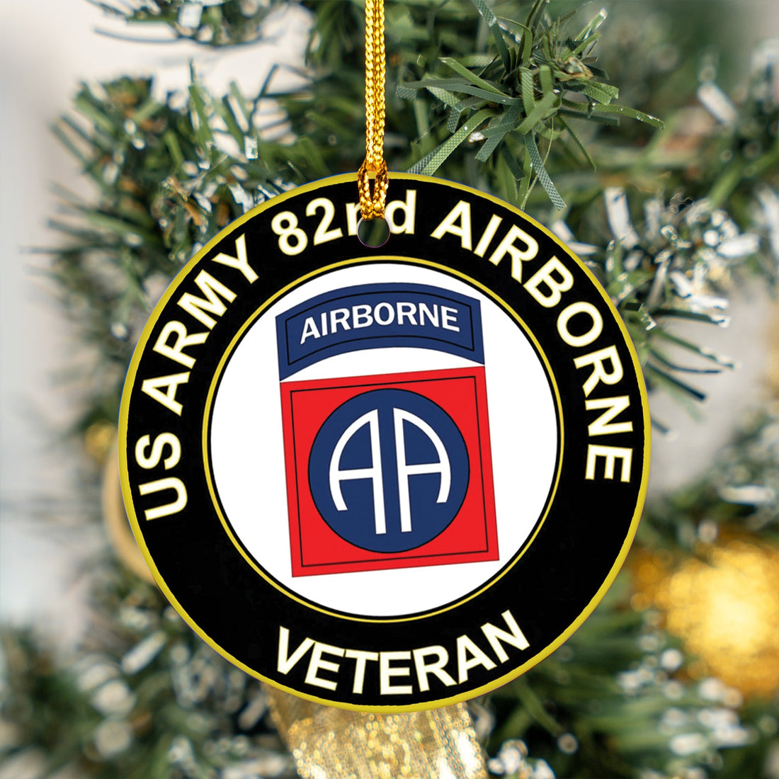 US Army 82nd Airborne Veteran Ceramic Ornament