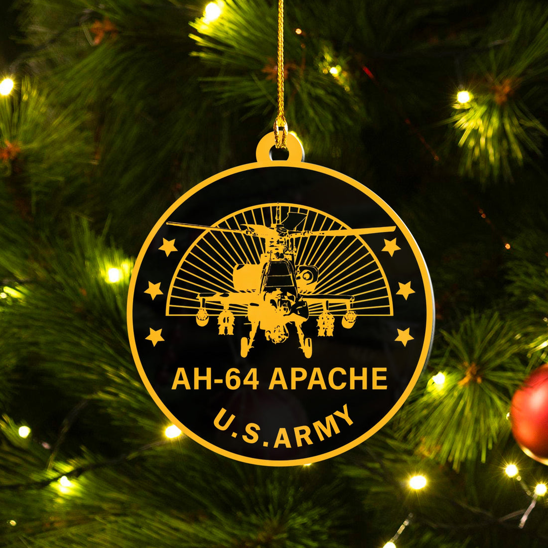 US Army AH-64 Apache Ceramic Ornament