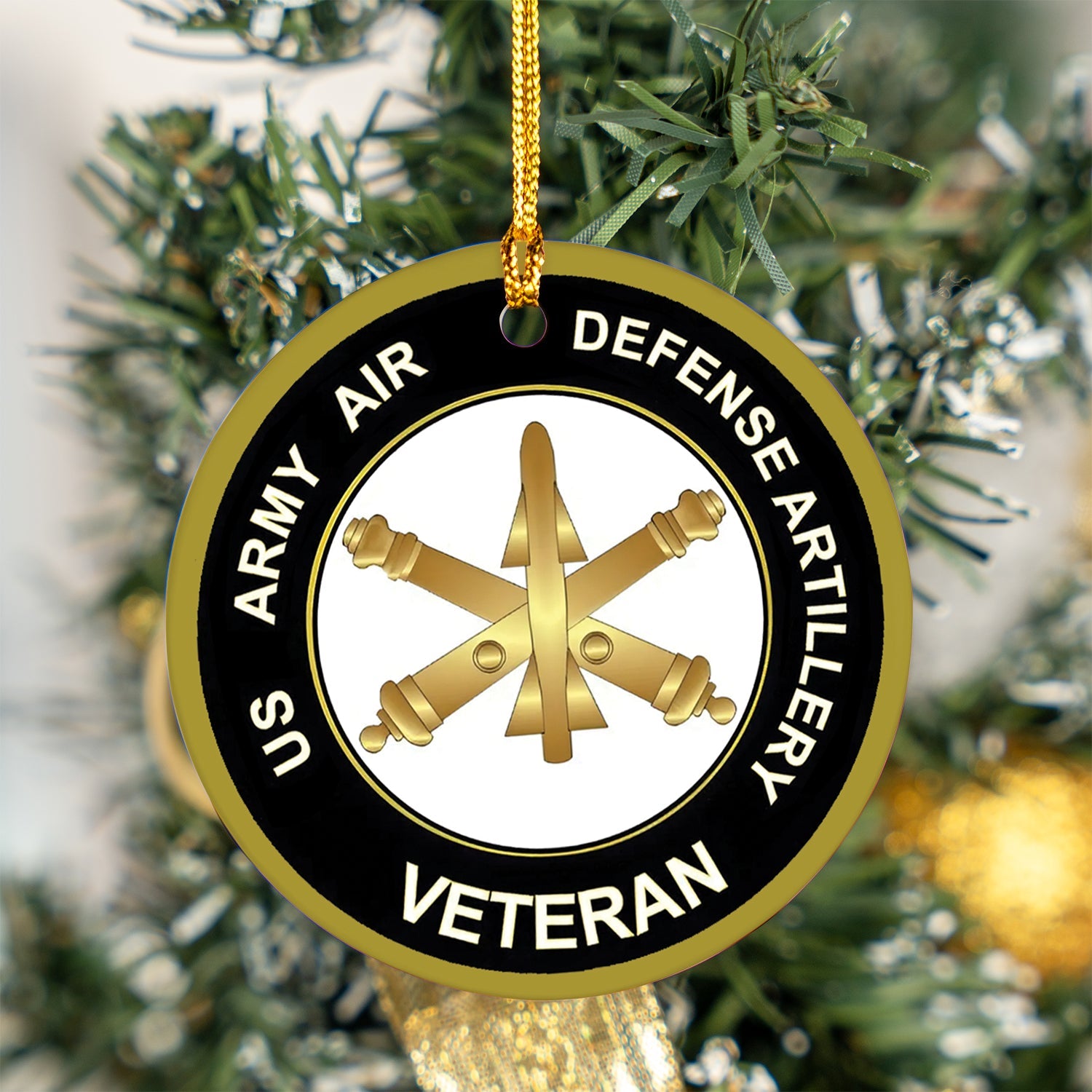 US Army Air Defense Artillery Veteran Ceramic Ornament