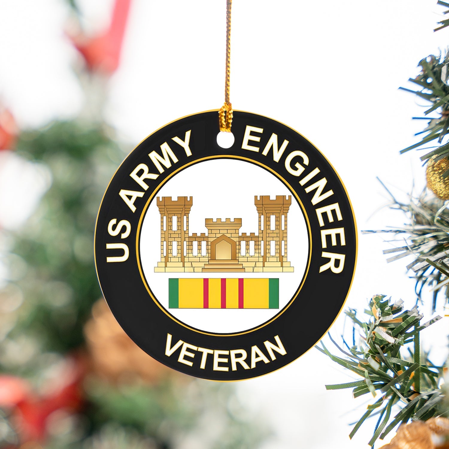 US Army Engineer Vietnam Veteran Ceramic Ornament