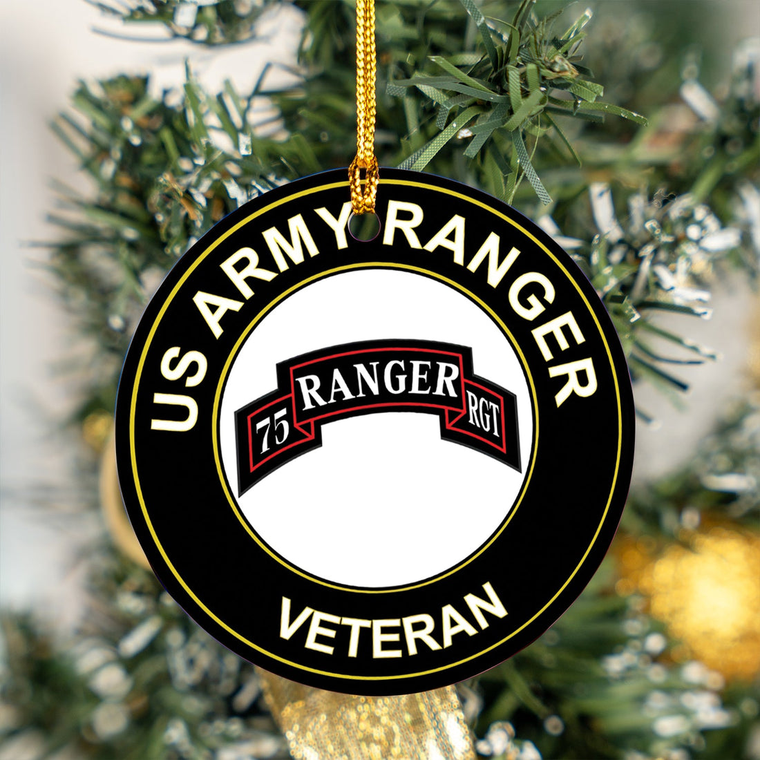 US Army Veteran Airborne Rangers Ceramic Ornament