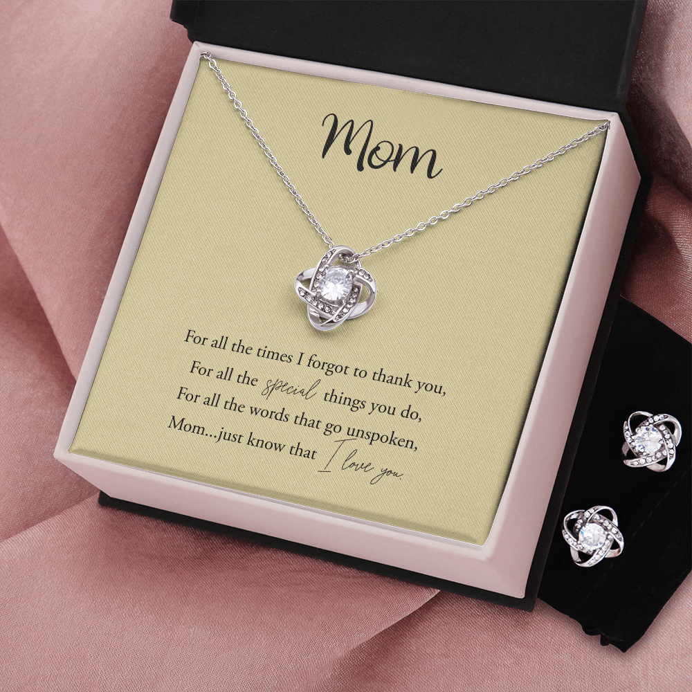 Mom - The Unspoken - Love Knot Necklace + FREE Matching Earrings