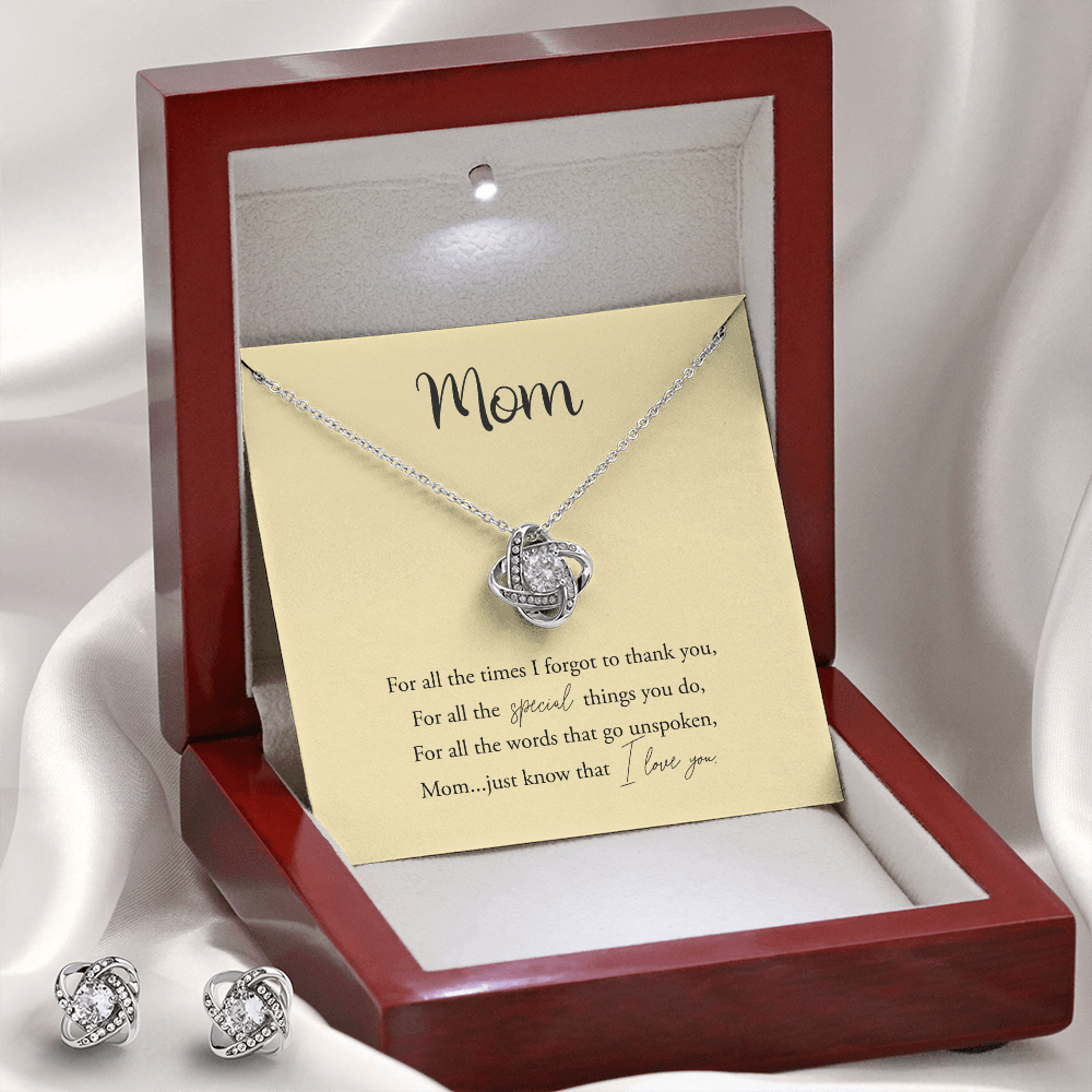 Mom - The Unspoken - Love Knot Necklace + FREE Matching Earrings