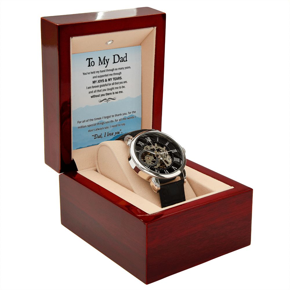 Dad-Held My Hand Men's Openwork Watch