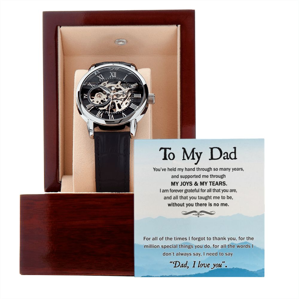 Dad-Held My Hand Men's Openwork Watch