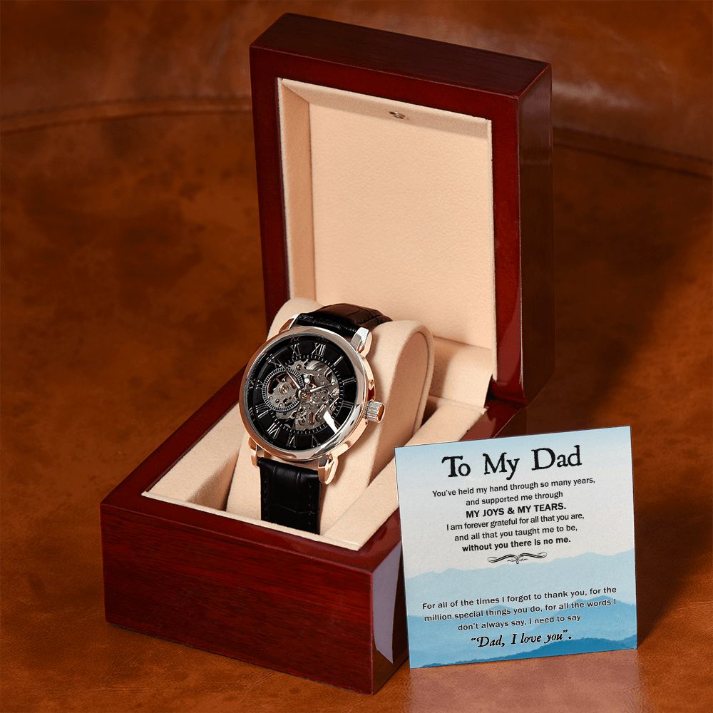 Dad-Held My Hand Men's Openwork Watch