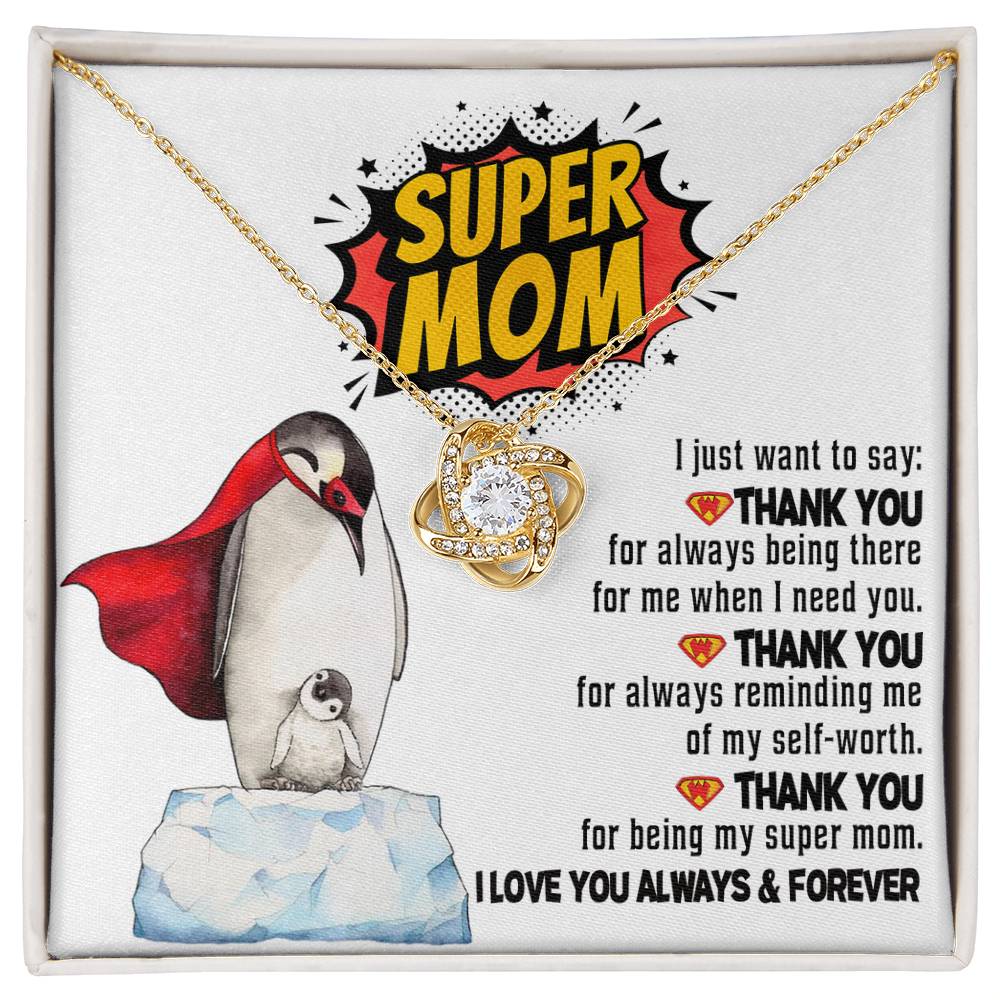 Mom - Supermom Love Knot Necklace