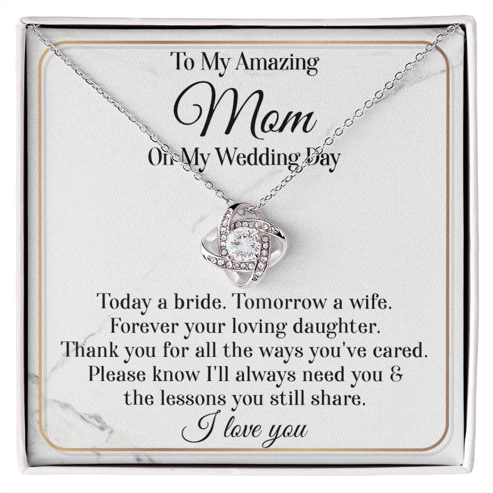 Mom-On My Wedding Day Love Knot Necklace