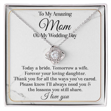 Mom-On My Wedding Day Love Knot Necklace