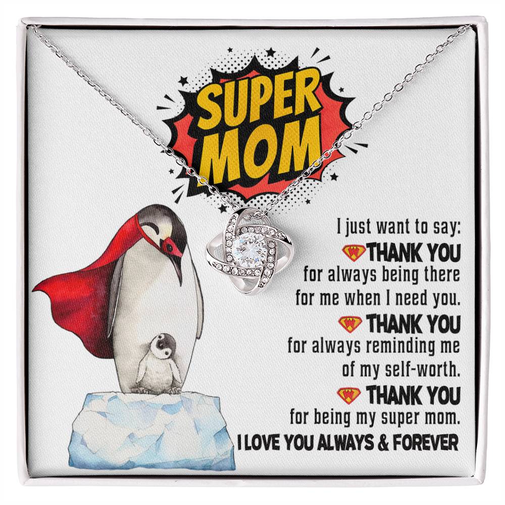 Mom - Supermom Love Knot Necklace