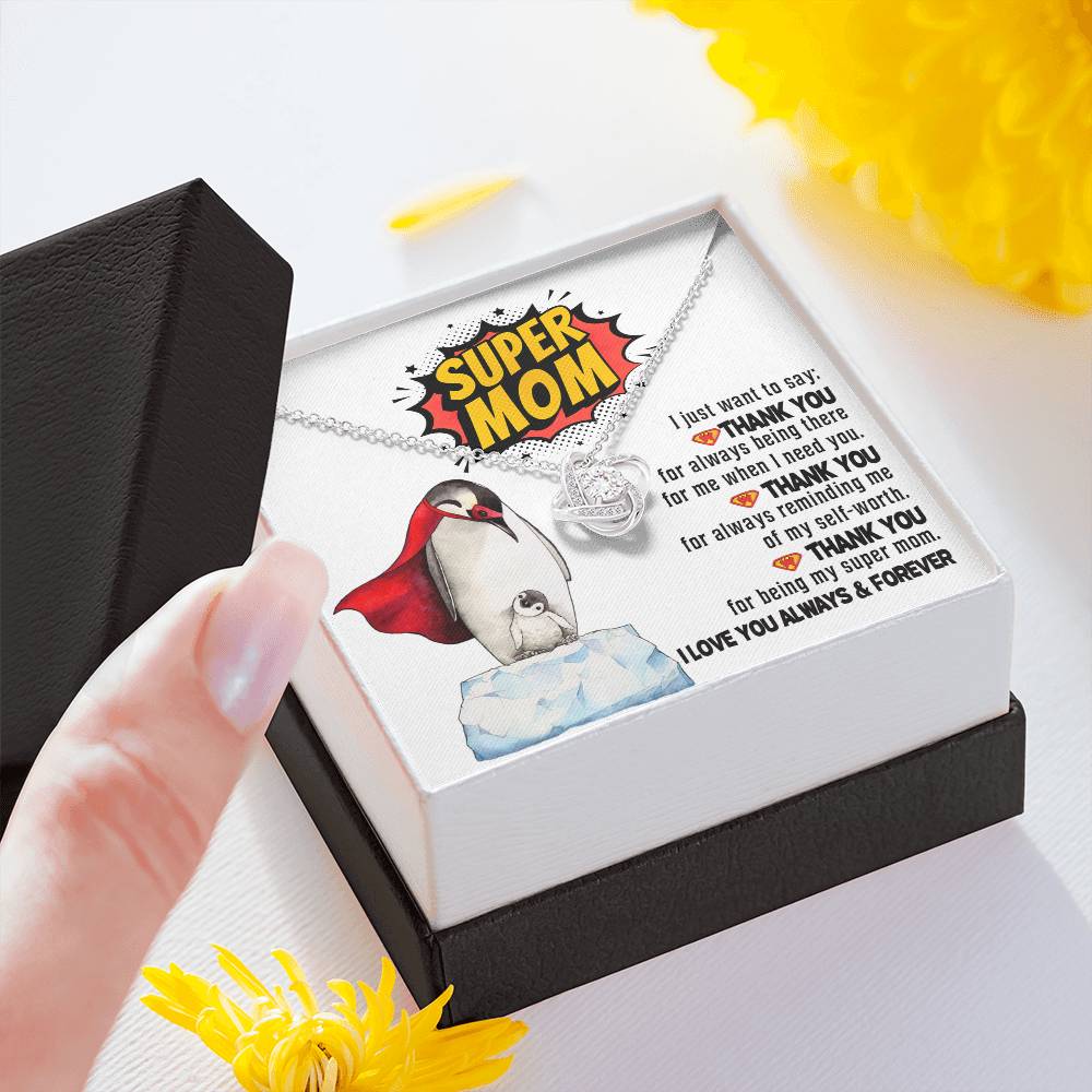 Mom - Supermom Love Knot Necklace