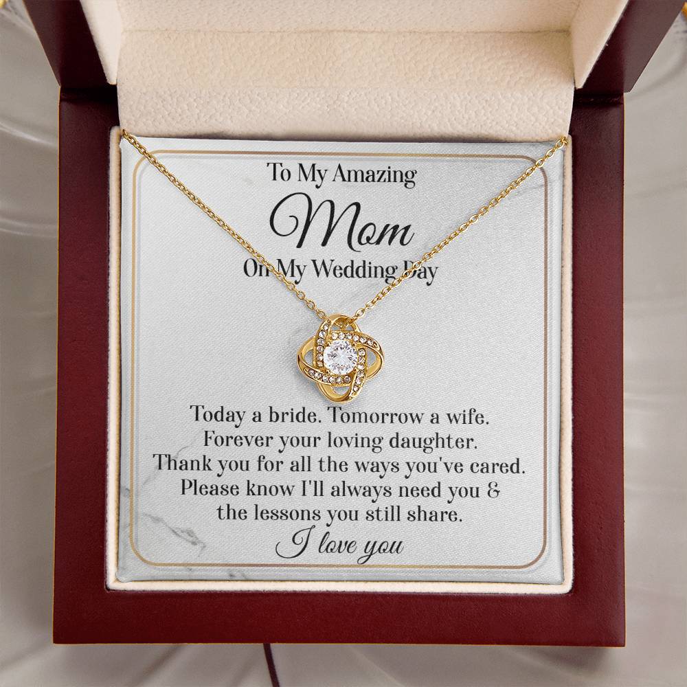 Mom-On My Wedding Day Love Knot Necklace
