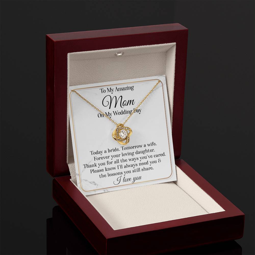 Mom-On My Wedding Day Love Knot Necklace