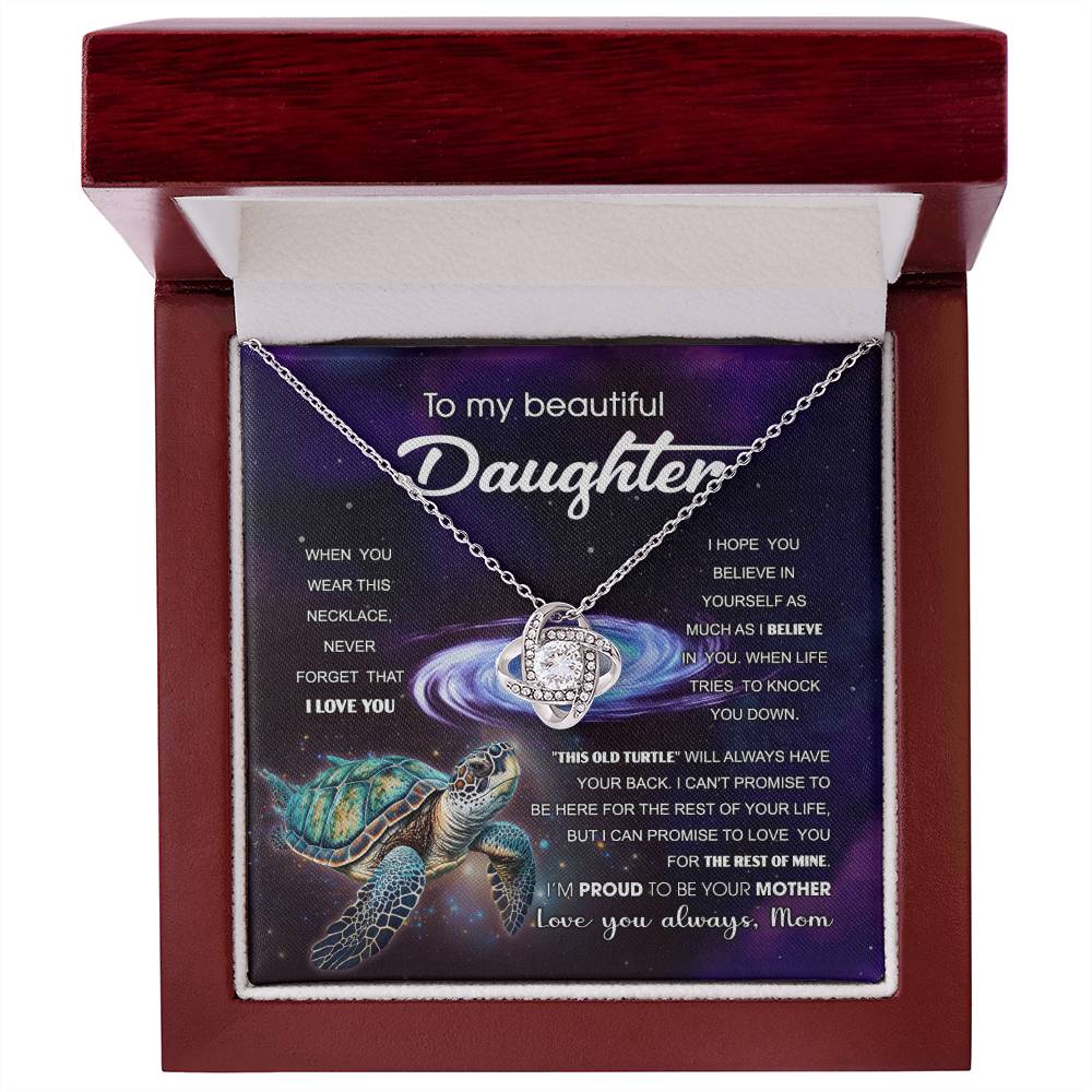 Daughter-Turtle Galaxy Love Knot Necklace
