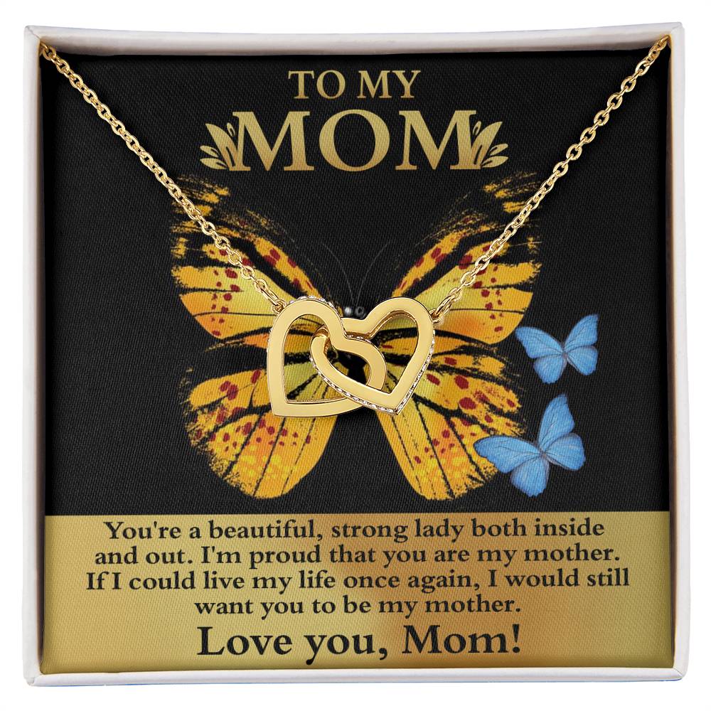Mom - Strong Lady Interlocking Hearts Necklace