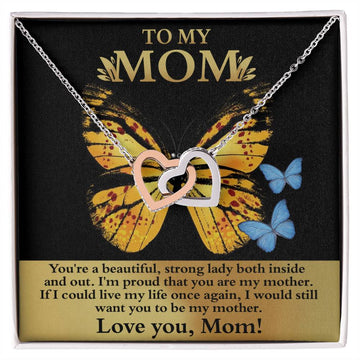 Mom - Strong Lady Interlocking Hearts Necklace
