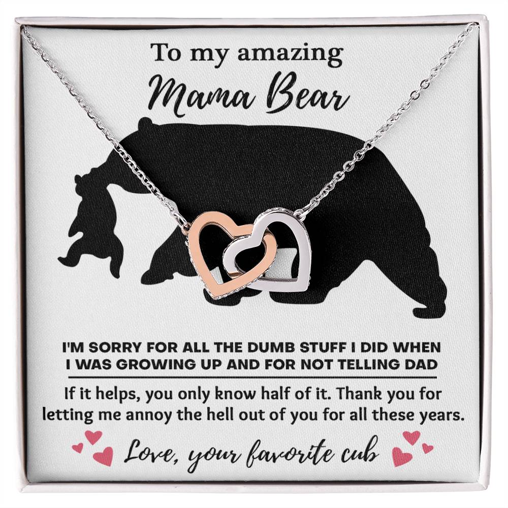 Mom - Not Telling Dad Interlocking Hearts Necklace