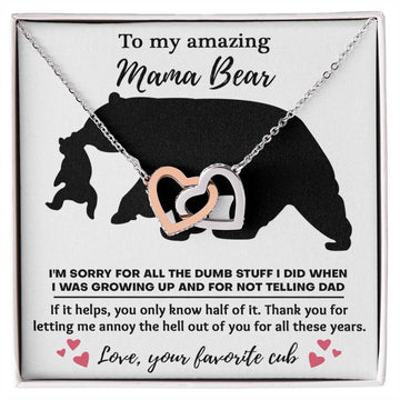 Mom - Not Telling Dad Interlocking Hearts Necklace