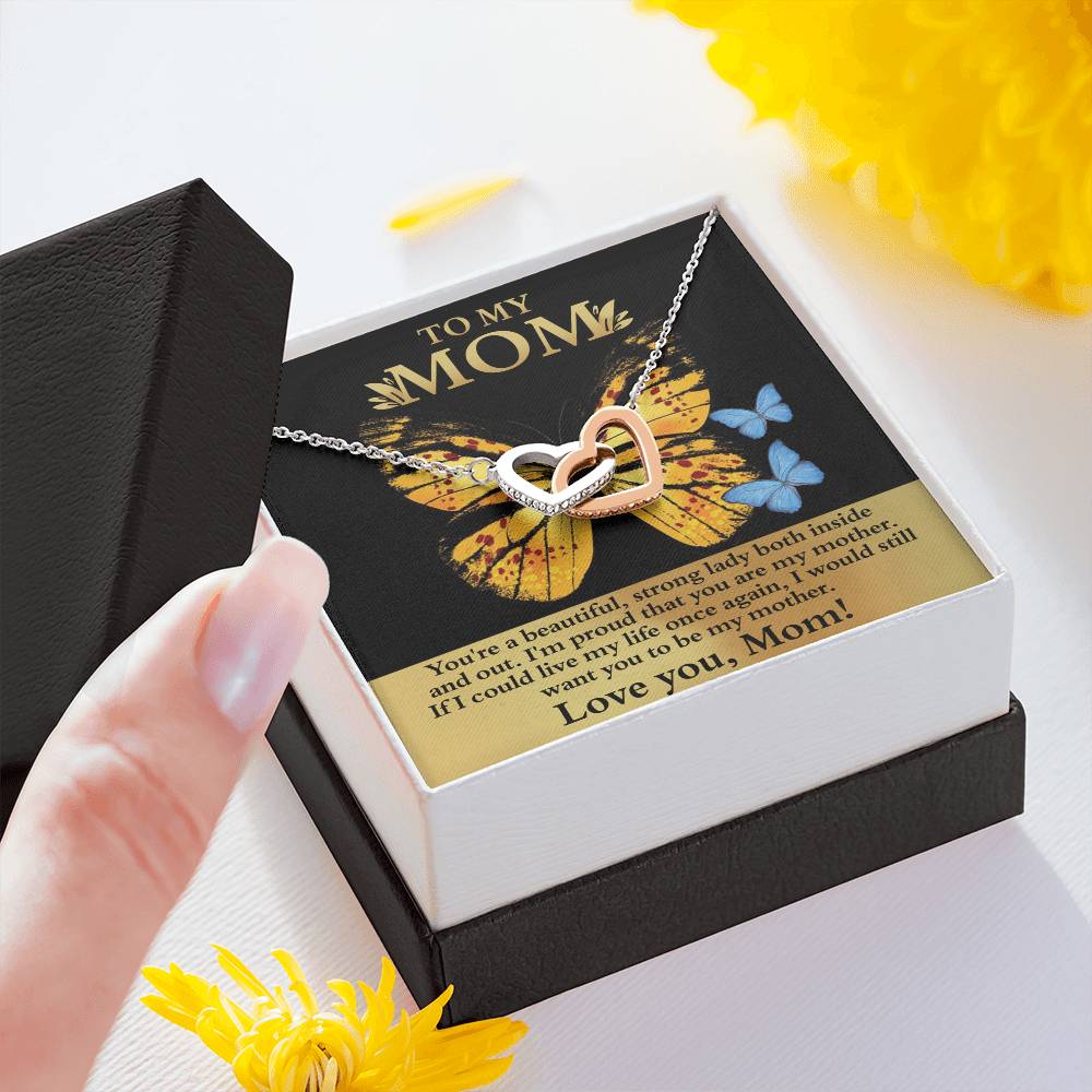 Mom - Strong Lady Interlocking Hearts Necklace