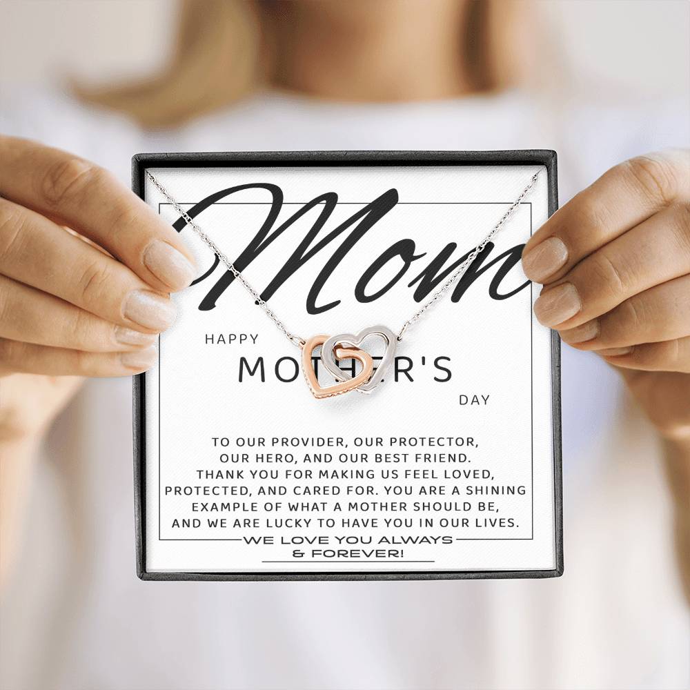 Mom - Our Best Friend Interlocking Hearts Necklace