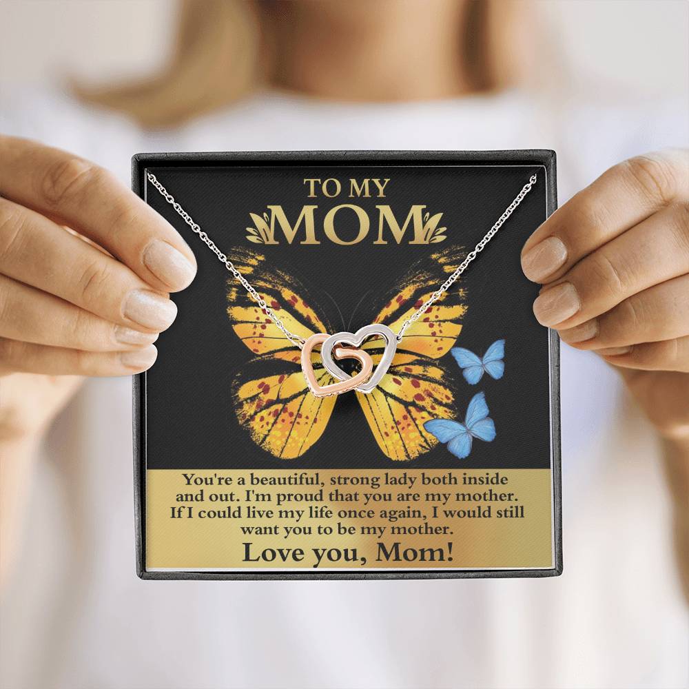 Mom - Strong Lady Interlocking Hearts Necklace