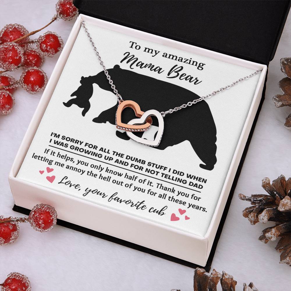 Mom - Not Telling Dad Interlocking Hearts Necklace