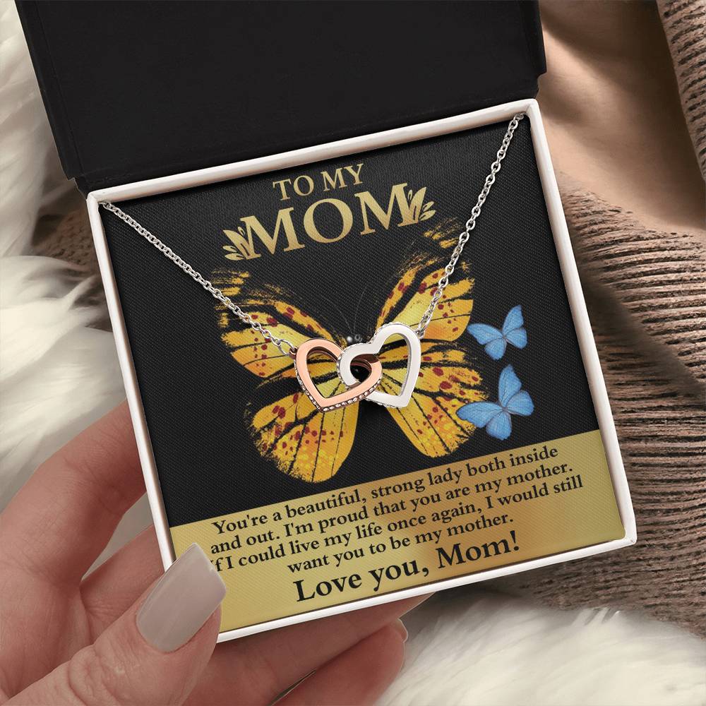 Mom - Strong Lady Interlocking Hearts Necklace