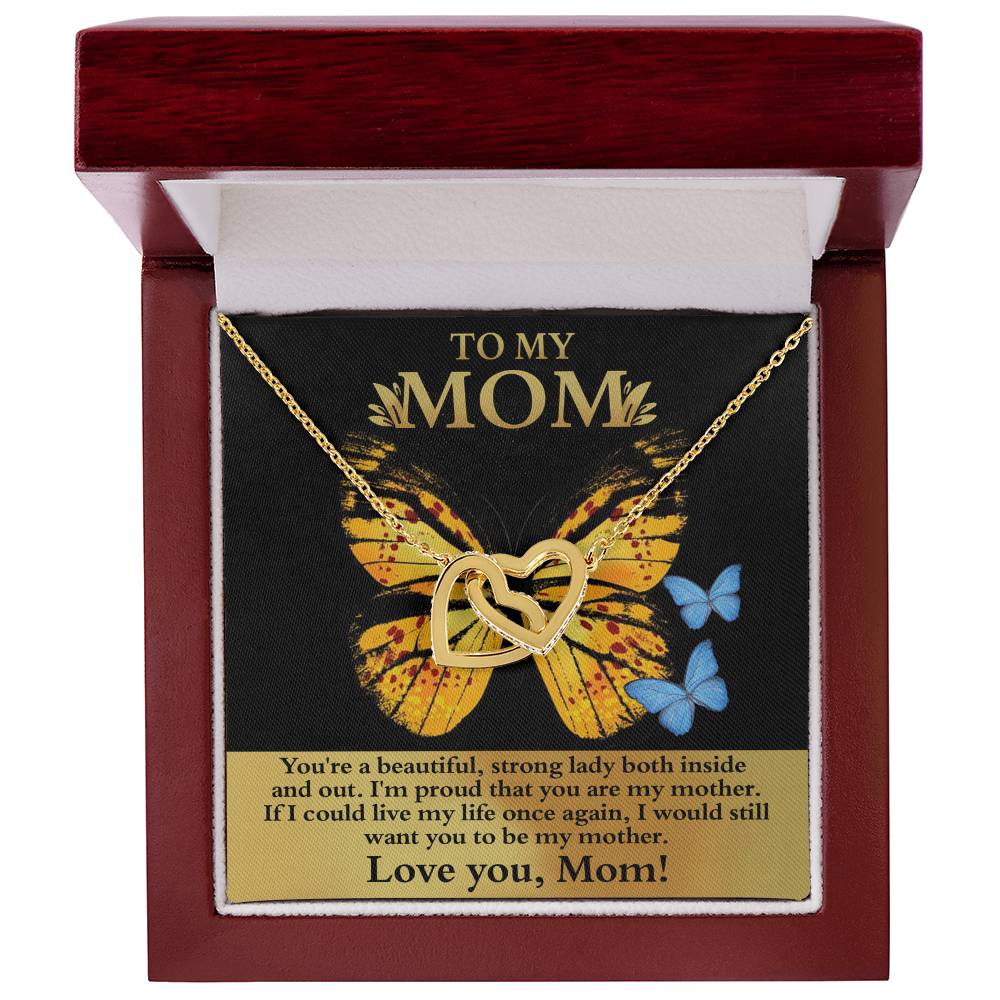 Mom - Strong Lady Interlocking Hearts Necklace