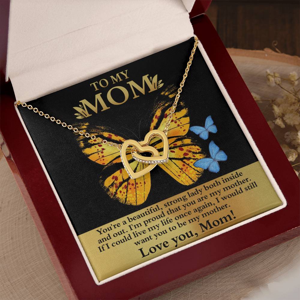 Mom - Strong Lady Interlocking Hearts Necklace