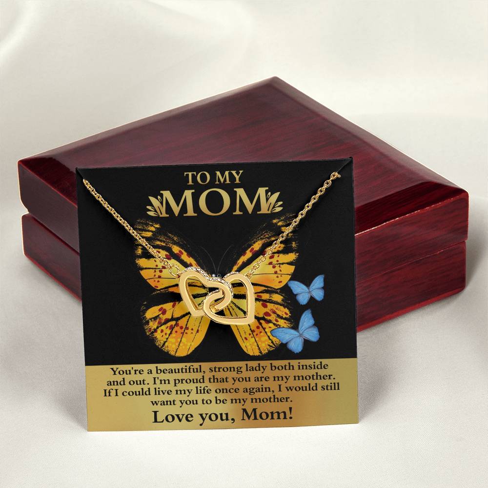 Mom - Strong Lady Interlocking Hearts Necklace