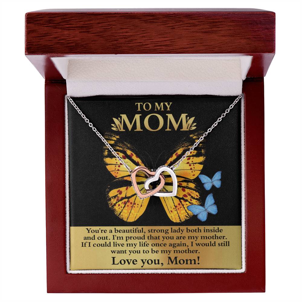 Mom - Strong Lady Interlocking Hearts Necklace