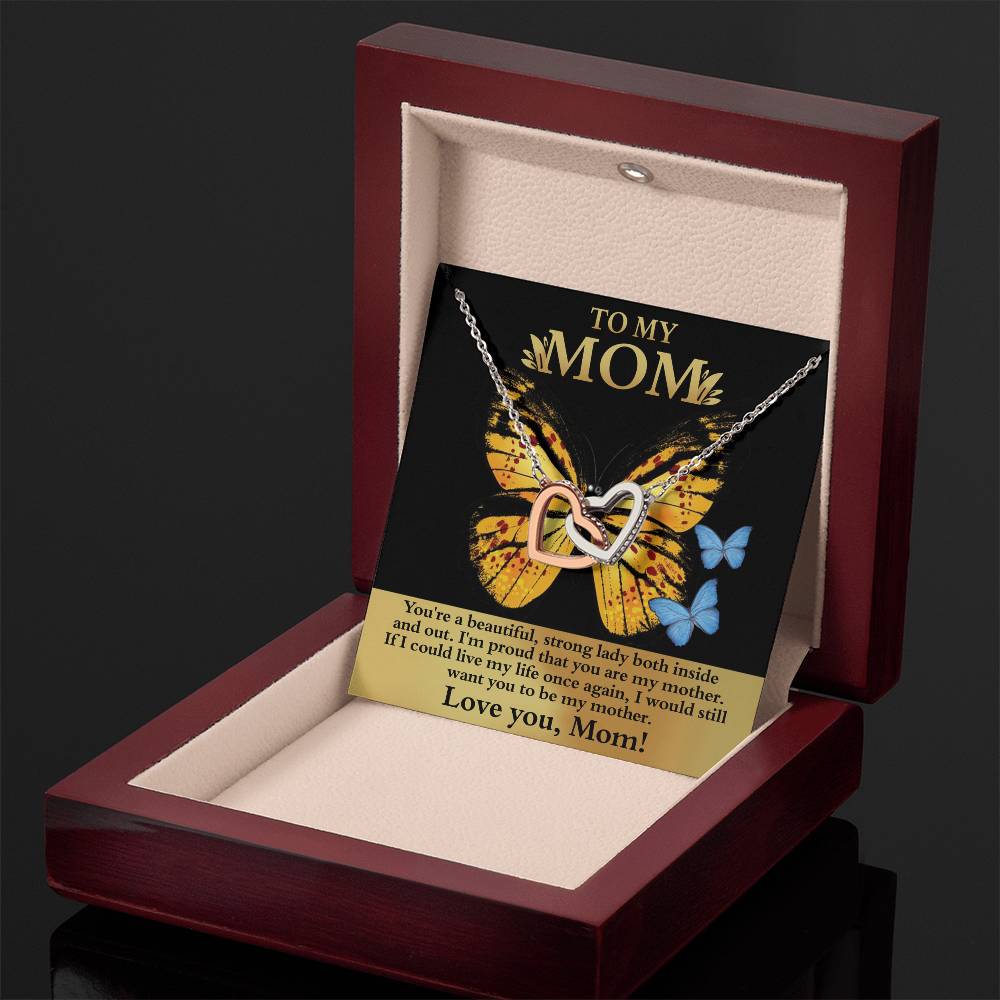 Mom - Strong Lady Interlocking Hearts Necklace