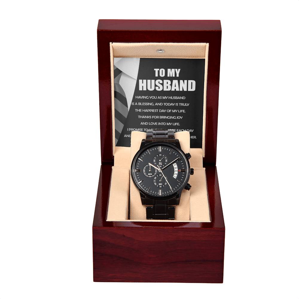 Husband- Blessing Black Chronograph Watch