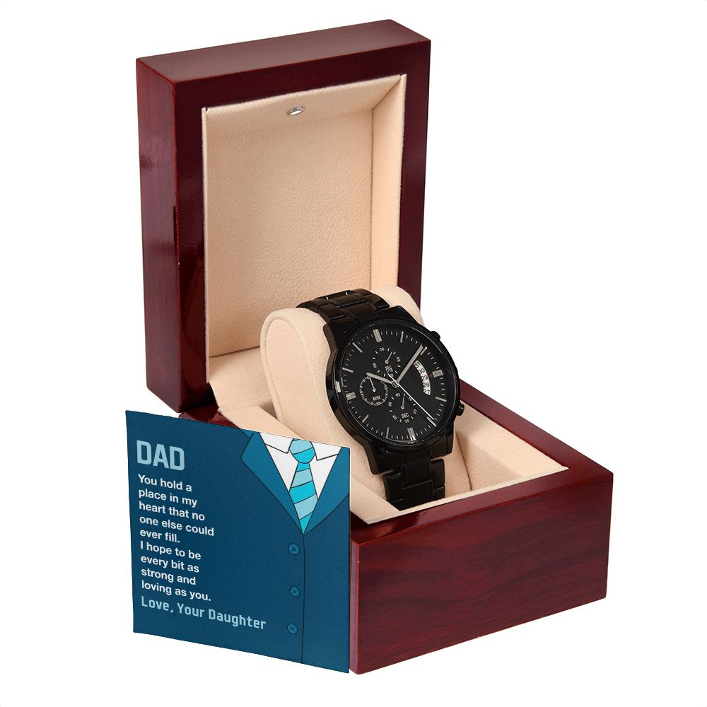 Dad-You Hold A Place In My Heart-Black Chronograph Watch