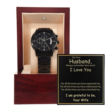 Husband-Grateful To Be Yours-Black Chronograph Watch