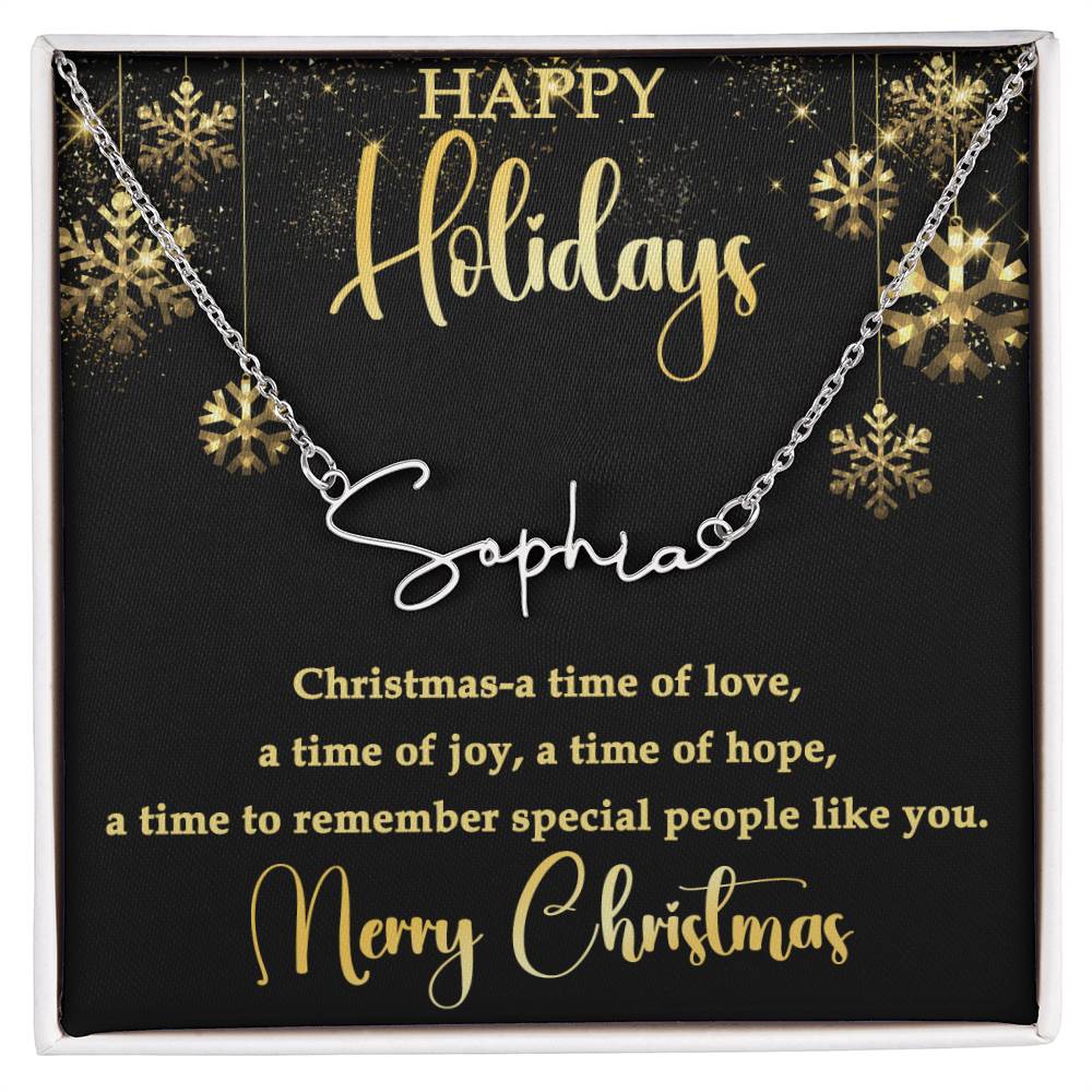 For Her - Happy Holidays Signature Name Necklace
