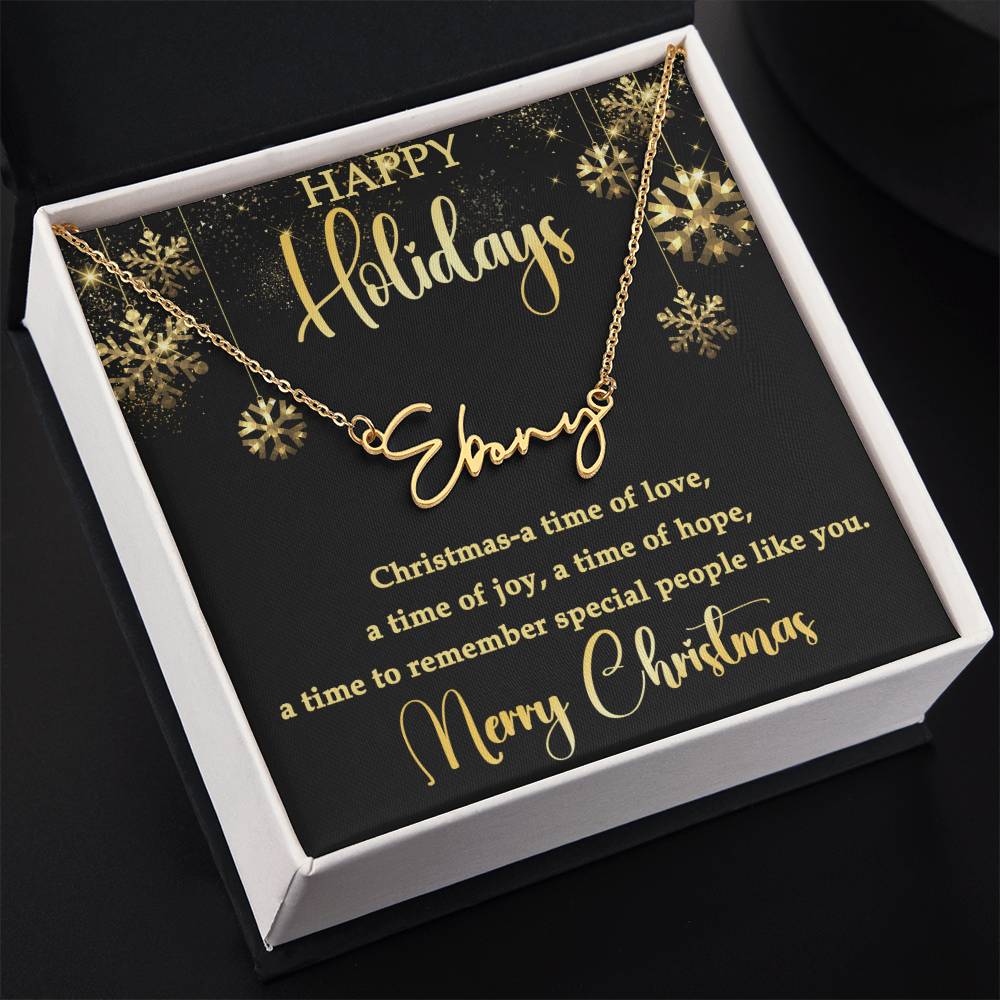 For Her - Happy Holidays Signature Name Necklace